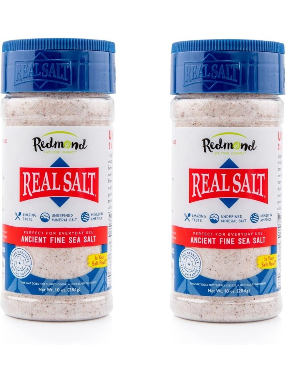 Natural Unrefined Sea Salt - Gluten Free Fine Salt Shaker, 10 oz (2 Pack)